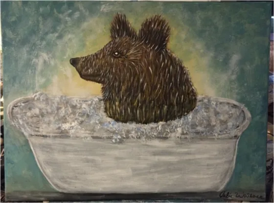 Bubble Bath Bear — Original Acrylic on Canvas