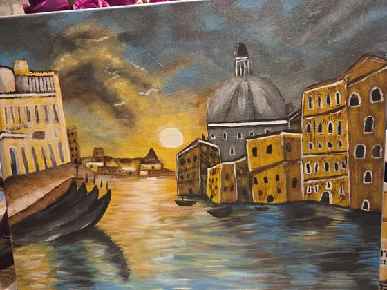 Golden Reflections of Venice — Original Acrylic on Canvas