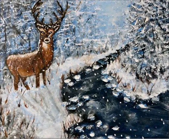 Winter Crossing — 16 × 20 in · Acrylic on Canvas